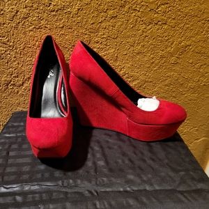 Red Suade Wedge Heel